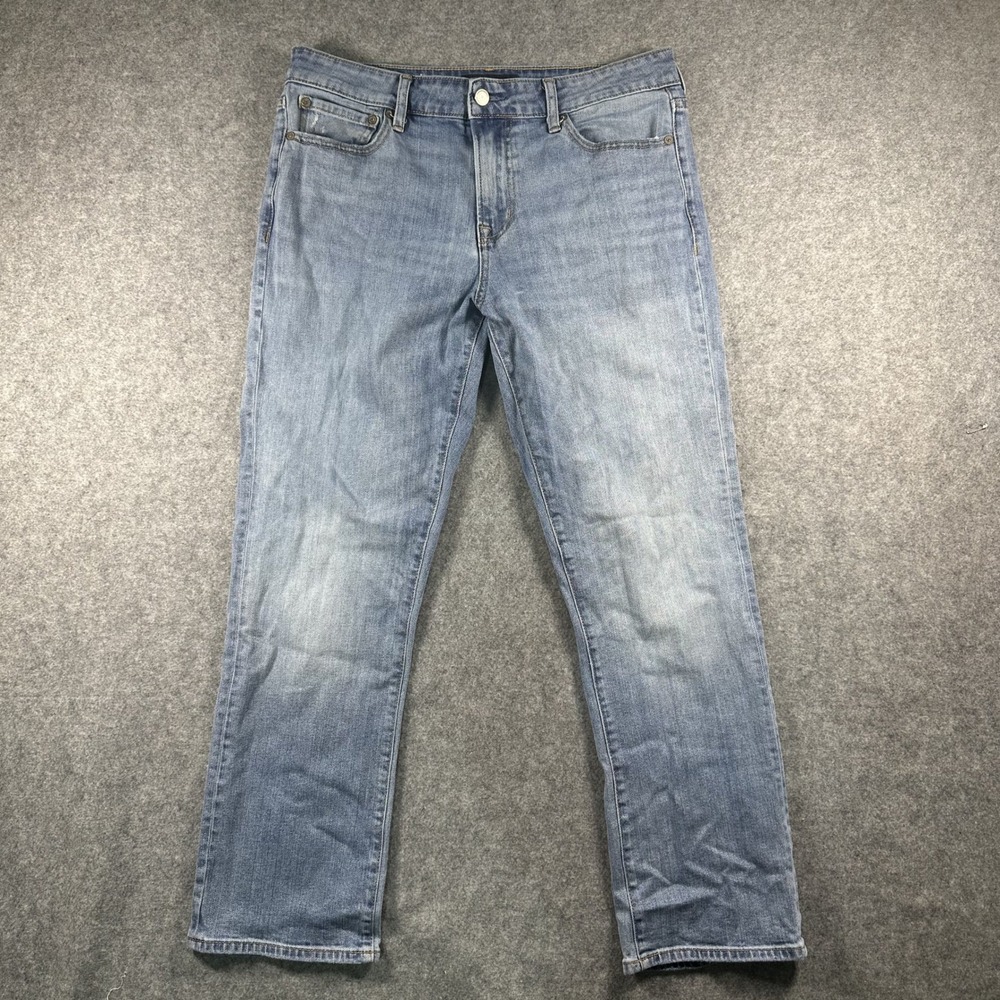 Aeropostale Athletic‎ Straight Jeans 31/30 Blue Light Wash Stretch Denim